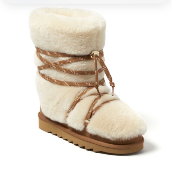 Fireside by Dearfoams Women’s Kalamunda Genuine Shearling Moon Boot Size 10 New - Picture 1 of 9